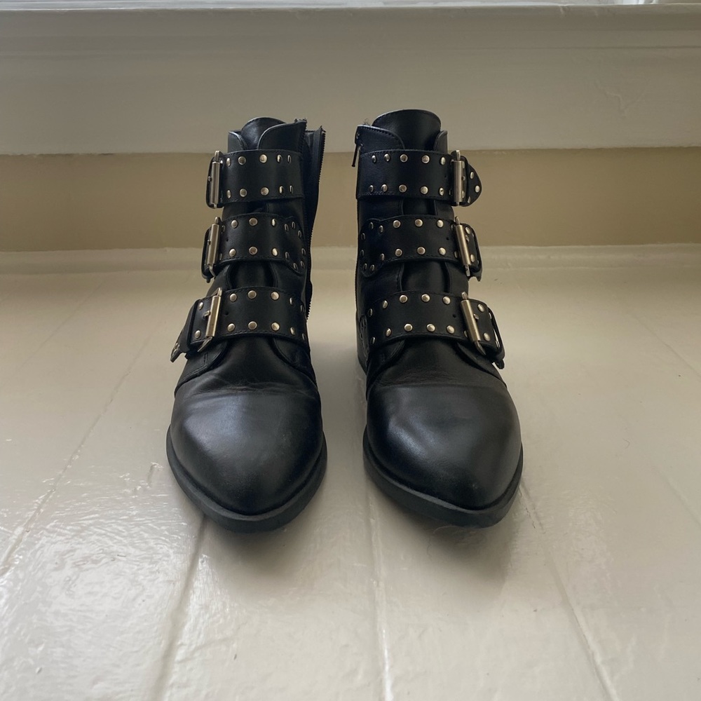 Steven New York Black Leather Booties